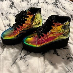 YRU Iridescent Rainbow Platform Sneakers